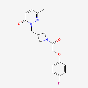 molecular formula C17H18FN3O3 B2944689 2-({1-[2-(4-Fluorophenoxy)acetyl]azetidin-3-yl}methyl)-6-methyl-2,3-dihydropyridazin-3-one CAS No. 2309734-64-1