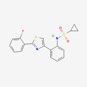 B2944697 N-(2-(2-(2-fluorophenyl)thiazol-4-yl)phenyl)cyclopropanesulfonamide CAS No. 1705983-42-1