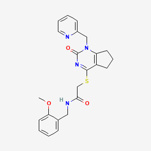 molecular formula C23H24N4O3S B2944720 N-(2-methoxybenzyl)-2-((2-oxo-1-(pyridin-2-ylmethyl)-2,5,6,7-tetrahydro-1H-cyclopenta[d]pyrimidin-4-yl)thio)acetamide CAS No. 899954-73-5