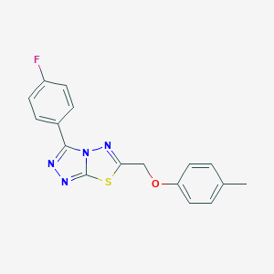 molecular formula C17H13FN4OS B294476 3-(4-Fluorophenyl)-6-[(4-methylphenoxy)methyl]-[1,2,4]triazolo[3,4-b][1,3,4]thiadiazole 