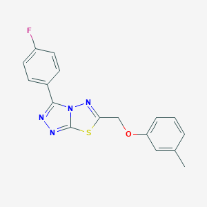 molecular formula C17H13FN4OS B294477 3-(4-Fluorophenyl)-6-[(3-methylphenoxy)methyl]-[1,2,4]triazolo[3,4-b][1,3,4]thiadiazole 