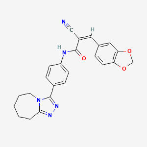 (Z)-3-(1,3-Benzodioxol-5-yl)-2-cyano-N-[4-(6,7,8,9-tetrahydro-5H-[1,2,4]triazolo[4,3-a]azepin-3-yl)phenyl]prop-2-enamide