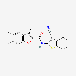 molecular formula C21H20N2O2S B2944852 N-(3-cyano-4,5,6,7-tetrahydro-1-benzothiophen-2-yl)-3,5,6-trimethyl-1-benzofuran-2-carboxamide CAS No. 622349-52-4