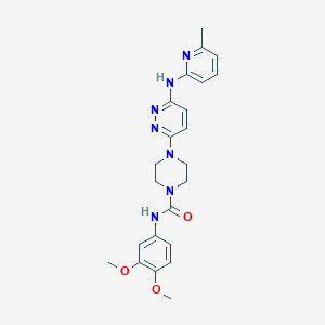 molecular formula C23H27N7O3 B2944857 N-(3,4-dimethoxyphenyl)-4-(6-((6-methylpyridin-2-yl)amino)pyridazin-3-yl)piperazine-1-carboxamide CAS No. 1021248-77-0
