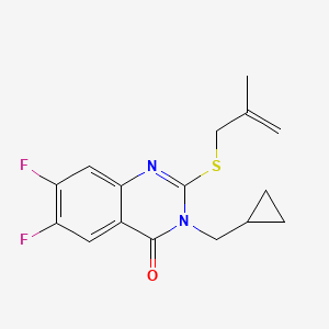 B2944859 3-(Cyclopropylmethyl)-6,7-difluoro-2-(2-methylprop-2-enylsulfanyl)quinazolin-4-one CAS No. 2379987-02-5