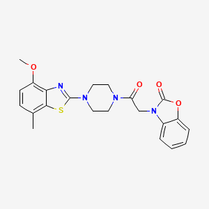 molecular formula C22H22N4O4S B2944871 3-(2-(4-(4-methoxy-7-methylbenzo[d]thiazol-2-yl)piperazin-1-yl)-2-oxoethyl)benzo[d]oxazol-2(3H)-one CAS No. 1203211-59-9