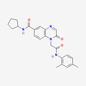 molecular formula C24H26N4O3 B2944912 N-cyclopentyl-1-(2-((2,4-dimethylphenyl)amino)-2-oxoethyl)-2-oxo-1,2-dihydroquinoxaline-6-carboxamide CAS No. 1251677-48-1