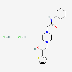 molecular formula C18H31Cl2N3O2S B2944918 N-CYCLOHEXYL-2-{4-[2-HYDROXY-2-(THIOPHEN-2-YL)ETHYL]PIPERAZIN-1-YL}ACETAMIDE DIHYDROCHLORIDE CAS No. 1396800-84-2
