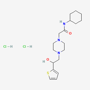 molecular formula C18H31Cl2N3O2S B2944918 N-环己基-2-(4-(2-羟基-2-(噻吩-2-基)乙基)哌嗪-1-基)乙酰胺二盐酸盐 CAS No. 1396800-84-2