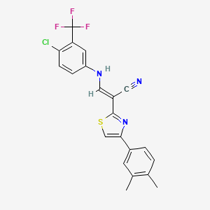 (E)-3-((4-chloro-3-(trifluoromethyl)phenyl)amino)-2-(4-(3,4-dimethylphenyl)thiazol-2-yl)acrylonitrile