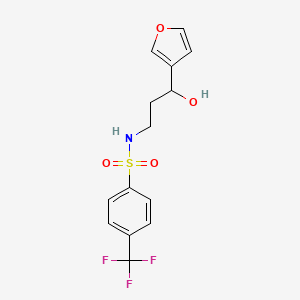 molecular formula C14H14F3NO4S B2944930 N-(3-(furan-3-yl)-3-hydroxypropyl)-4-(trifluoromethyl)benzenesulfonamide CAS No. 1428362-57-5
