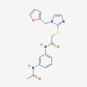 molecular formula C18H18N4O3S B2944943 N-(3-acetamidophenyl)-2-({1-[(furan-2-yl)methyl]-1H-imidazol-2-yl}sulfanyl)acetamide CAS No. 872594-25-7