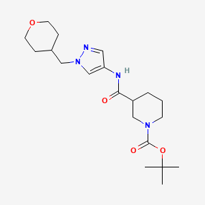 molecular formula C20H32N4O4 B2944989 tert-butyl 3-({1-[(oxan-4-yl)methyl]-1H-pyrazol-4-yl}carbamoyl)piperidine-1-carboxylate CAS No. 1706270-25-8