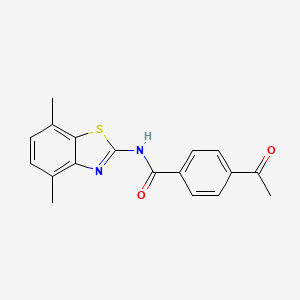 molecular formula C18H16N2O2S B2945008 4-acetyl-N-(4,7-dimethyl-1,3-benzothiazol-2-yl)benzamide CAS No. 912763-60-1