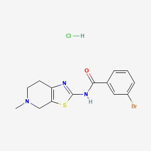molecular formula C14H15BrClN3OS B2945022 3-bromo-N-(5-methyl-4,5,6,7-tetrahydrothiazolo[5,4-c]pyridin-2-yl)benzamide hydrochloride CAS No. 1185074-62-7