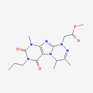 molecular formula C16H22N6O4 B2945057 methyl 2-(3,4,9-trimethyl-6,8-dioxo-7-propyl-4H-purino[8,7-c][1,2,4]triazin-1-yl)acetate CAS No. 923507-78-2