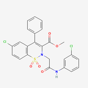 molecular formula C24H18Cl2N2O5S B2945079 methyl 6-chloro-2-{[(3-chlorophenyl)carbamoyl]methyl}-1,1-dioxo-4-phenyl-2H-1lambda6,2-benzothiazine-3-carboxylate CAS No. 1114879-08-1