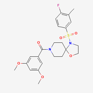 molecular formula C23H27FN2O6S B2945097 8-(3,5-dimethoxybenzoyl)-4-(4-fluoro-3-methylbenzenesulfonyl)-1-oxa-4,8-diazaspiro[4.5]decane CAS No. 923691-20-7