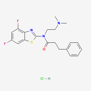 molecular formula C20H22ClF2N3OS B2945101 N-(4,6-DIFLUORO-1,3-BENZOTHIAZOL-2-YL)-N-[2-(DIMETHYLAMINO)ETHYL]-3-PHENYLPROPANAMIDE HYDROCHLORIDE CAS No. 1052534-48-1