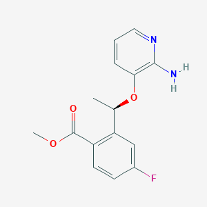molecular formula C15H15FN2O3 B2945132 methyl 2-[(1R)-1-[(2-aminopyridin-3-yl)oxy]ethyl]-4-fluorobenzoate CAS No. 1454847-99-4