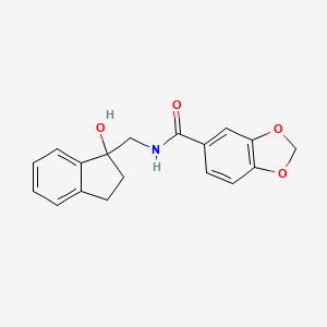 molecular formula C18H17NO4 B2945133 N-((1-hydroxy-2,3-dihydro-1H-inden-1-yl)methyl)benzo[d][1,3]dioxole-5-carboxamide CAS No. 1351600-17-3