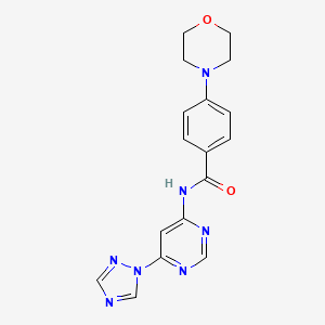 molecular formula C17H17N7O2 B2945137 N-(6-(1H-1,2,4-triazol-1-yl)pyrimidin-4-yl)-4-morpholinobenzamide CAS No. 1448071-29-1