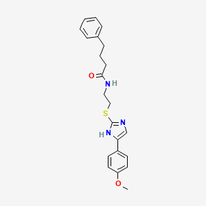 molecular formula C22H25N3O2S B2945180 N-(2-((5-(4-methoxyphenyl)-1H-imidazol-2-yl)thio)ethyl)-4-phenylbutanamide CAS No. 897455-42-4