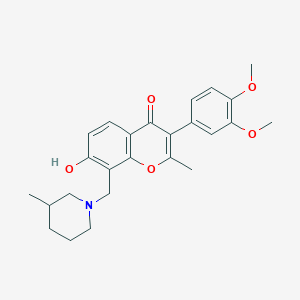 molecular formula C25H29NO5 B2945189 3-(3,4-dimethoxyphenyl)-7-hydroxy-2-methyl-8-((3-methylpiperidin-1-yl)methyl)-4H-chromen-4-one CAS No. 637753-28-7