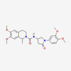 molecular formula C25H31N3O6 B2945217 N-(1-(3,4-dimethoxyphenyl)-5-oxopyrrolidin-3-yl)-6,7-dimethoxy-1-methyl-3,4-dihydroisoquinoline-2(1H)-carboxamide CAS No. 894023-33-7