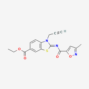 (E)-ethyl 2-((3-methylisoxazole-5-carbonyl)imino)-3-(prop-2-yn-1-yl)-2,3-dihydrobenzo[d]thiazole-6-carboxylate