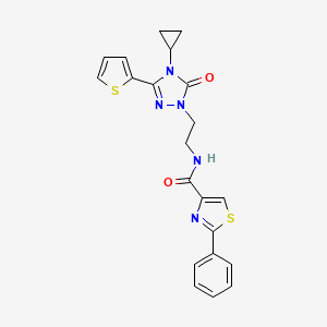N-(2-(4-cyclopropyl-5-oxo-3-(thiophen-2-yl)-4,5-dihydro-1H-1,2,4-triazol-1-yl)ethyl)-2-phenylthiazole-4-carboxamide