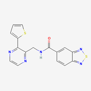 molecular formula C16H11N5OS2 B2945269 N-((3-(thiophen-2-yl)pyrazin-2-yl)methyl)benzo[c][1,2,5]thiadiazole-5-carboxamide CAS No. 2034424-87-6