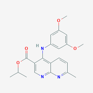 molecular formula C21H23N3O4 B2945297 Propan-2-yl 4-[(3,5-dimethoxyphenyl)amino]-7-methyl-1,8-naphthyridine-3-carboxylate CAS No. 1251599-95-7