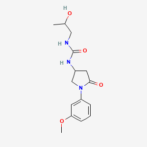 molecular formula C15H21N3O4 B2945300 1-(2-Hydroxypropyl)-3-(1-(3-methoxyphenyl)-5-oxopyrrolidin-3-yl)urea CAS No. 894015-41-9