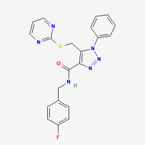 N-(4-fluorobenzyl)-1-phenyl-5-((pyrimidin-2-ylthio)methyl)-1H-1,2,3-triazole-4-carboxamide