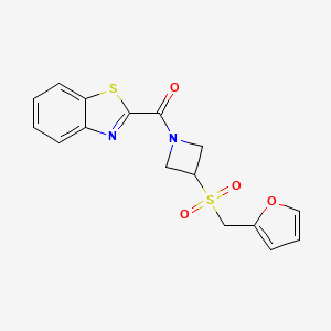 molecular formula C16H14N2O4S2 B2945350 Benzo[d]thiazol-2-yl(3-((furan-2-ylmethyl)sulfonyl)azetidin-1-yl)methanone CAS No. 1798036-02-8