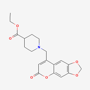 molecular formula C19H21NO6 B2945375 ethyl 1-({6-oxo-2H,6H-[1,3]dioxolo[4,5-g]chromen-8-yl}methyl)piperidine-4-carboxylate CAS No. 859130-27-1