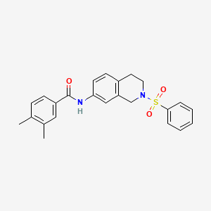molecular formula C24H24N2O3S B2945384 3,4-dimethyl-N-(2-(phenylsulfonyl)-1,2,3,4-tetrahydroisoquinolin-7-yl)benzamide CAS No. 954613-24-2