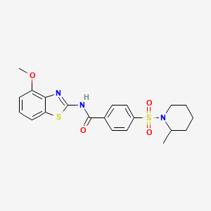 molecular formula C21H23N3O4S2 B2945392 N-(4-methoxybenzo[d]thiazol-2-yl)-4-((2-methylpiperidin-1-yl)sulfonyl)benzamide CAS No. 500149-32-6