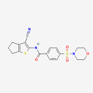 molecular formula C19H19N3O4S2 B2945395 N-(3-cyano-5,6-dihydro-4H-cyclopenta[b]thiophen-2-yl)-4-(morpholinosulfonyl)benzamide CAS No. 308294-56-6