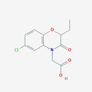 molecular formula C12H12ClNO4 B2945410 (6-chloro-2-ethyl-3-oxo-2,3-dihydro-4H-1,4-benzoxazin-4-yl)acetic acid CAS No. 852454-27-4