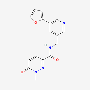 molecular formula C16H14N4O3 B2945411 N-((5-(furan-2-yl)pyridin-3-yl)methyl)-1-methyl-6-oxo-1,6-dihydropyridazine-3-carboxamide CAS No. 2034537-19-2