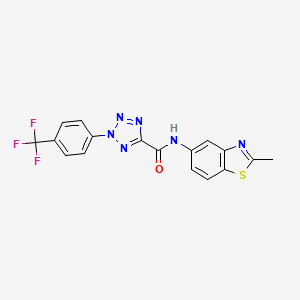 molecular formula C17H11F3N6OS B2945412 N-(2-methylbenzo[d]thiazol-5-yl)-2-(4-(trifluoromethyl)phenyl)-2H-tetrazole-5-carboxamide CAS No. 1396799-00-0