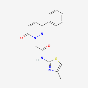 molecular formula C16H14N4O2S B2945453 N-(4-methyl-1,3-thiazol-2-yl)-2-(6-oxo-3-phenylpyridazin-1-yl)acetamide CAS No. 922901-31-3
