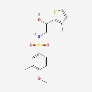 molecular formula C15H19NO4S2 B2945478 N-(2-hydroxy-2-(3-methylthiophen-2-yl)ethyl)-4-methoxy-3-methylbenzenesulfonamide CAS No. 1448129-76-7