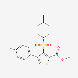 molecular formula C19H23NO4S2 B2945499 Methyl 4-(4-methylphenyl)-3-[(4-methylpiperidin-1-yl)sulfonyl]thiophene-2-carboxylate CAS No. 941978-63-8