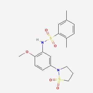 molecular formula C18H22N2O5S2 B2945501 N-(5-(1,1-dioxidoisothiazolidin-2-yl)-2-methoxyphenyl)-2,5-dimethylbenzenesulfonamide CAS No. 946338-34-7