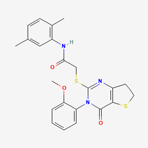 molecular formula C23H23N3O3S2 B2945539 N-(2,5-dimethylphenyl)-2-{[3-(2-methoxyphenyl)-4-oxo-3H,4H,6H,7H-thieno[3,2-d]pyrimidin-2-yl]sulfanyl}acetamide CAS No. 686772-09-8