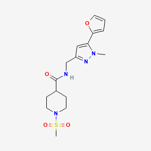 N-((5-(furan-2-yl)-1-methyl-1H-pyrazol-3-yl)methyl)-1-(methylsulfonyl)piperidine-4-carboxamide