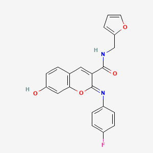 (2Z)-2-[(4-fluorophenyl)imino]-N-(furan-2-ylmethyl)-7-hydroxy-2H-chromene-3-carboxamide